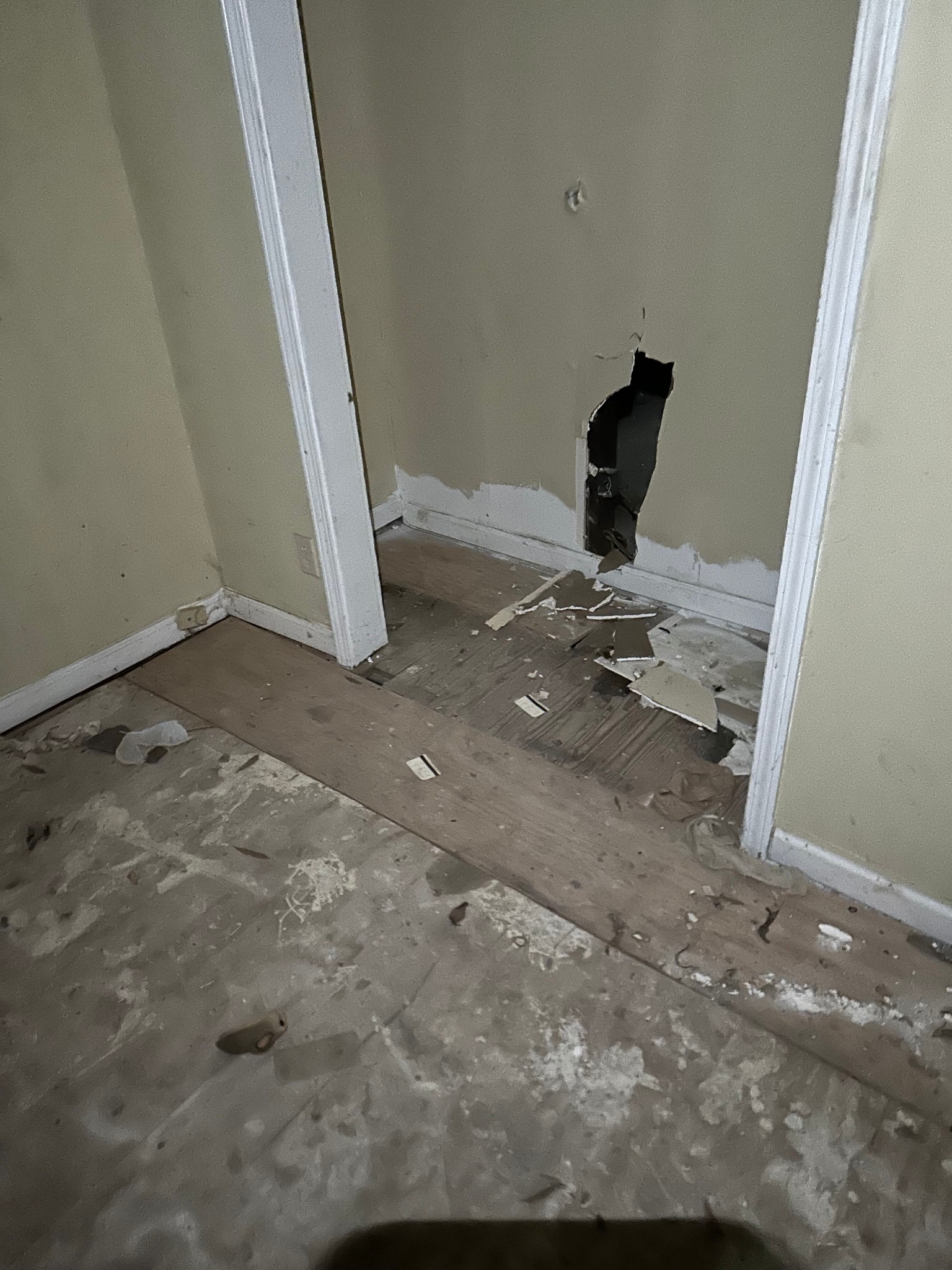 Detailed view of deteriorated roof and brickwork on North Memphis property