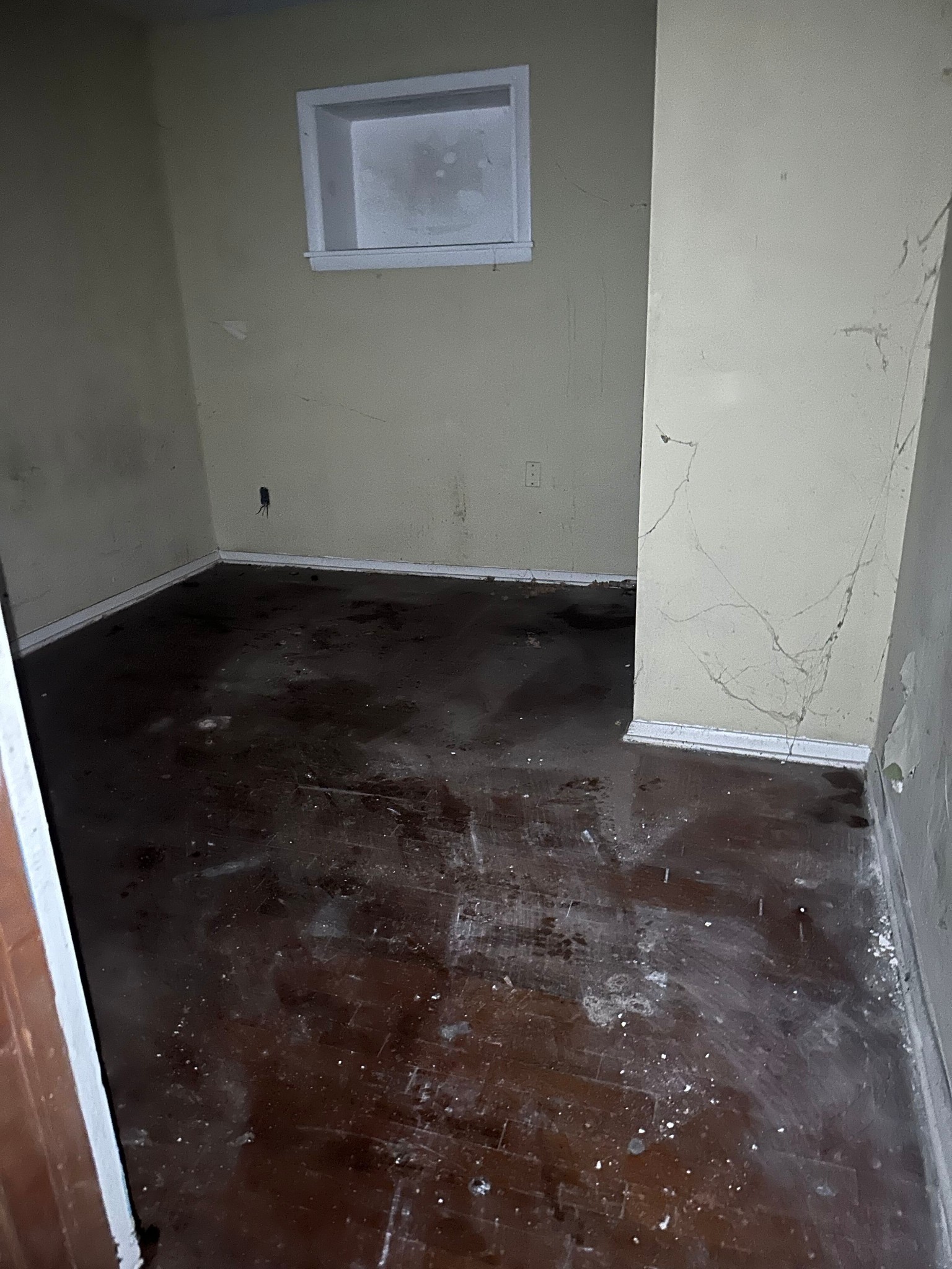 Concrete floor and structural supports in back room area