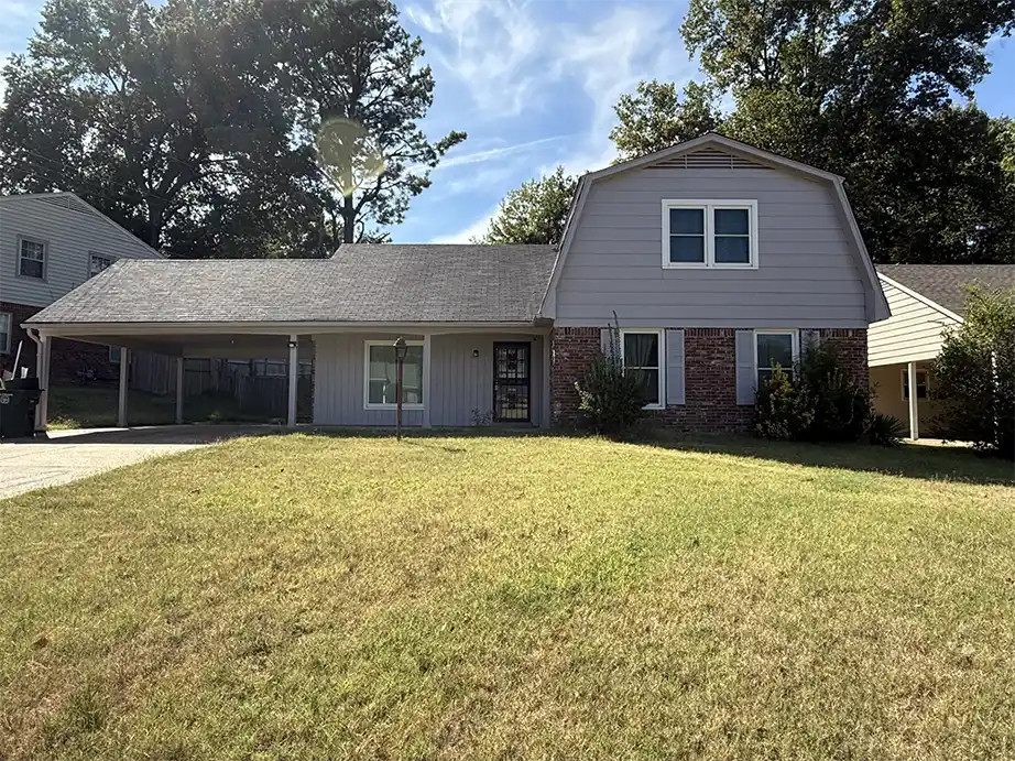 Bathroom with shower and tiled walls ready for minor renovation