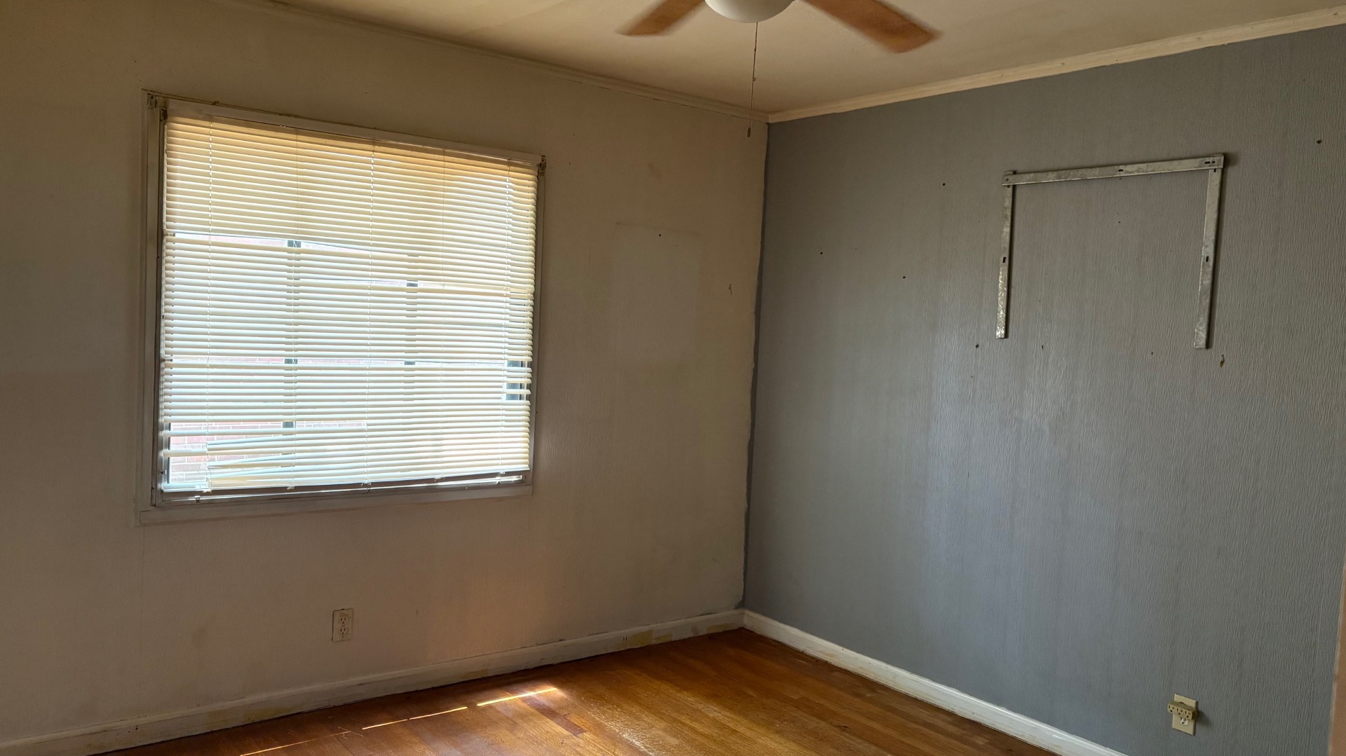 Closer view of kitchen area and back door access