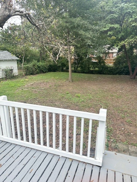 Spacious fenced backyard with deck at 3238 Highland Park Place in Memphis"